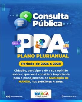 PREFEITURA ABRE CONSULTA PÚBLICA PARA ELABORAÇÃO DO PLANO 2026–2029 PREFEITURA ABRE CONSULTA PÚBLICA PARA ELABORAÇÃO DO PLANO 2026–2029